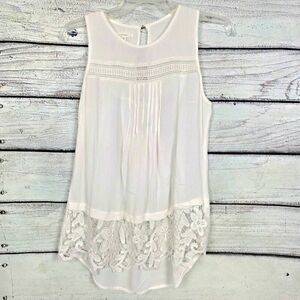Maurices White Lace Trim Sleeveless Top XS